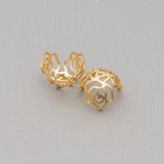 Rose Filigree Bronze Cups With 3 Tips 16mm 70Pcs