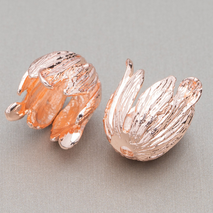 Coupes De Fleurs En Bronze 14x20mm 16pcs Or Rose