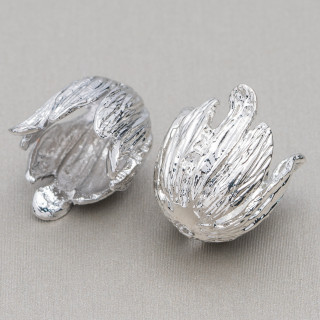 Bronze Cups Flowers 14x20mm 16pcs Rhodium Plated