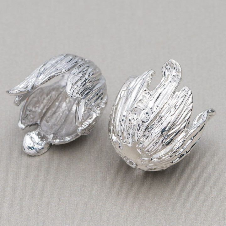 Bronze Cups Flowers 14x20mm 16pcs Rhodium Plated