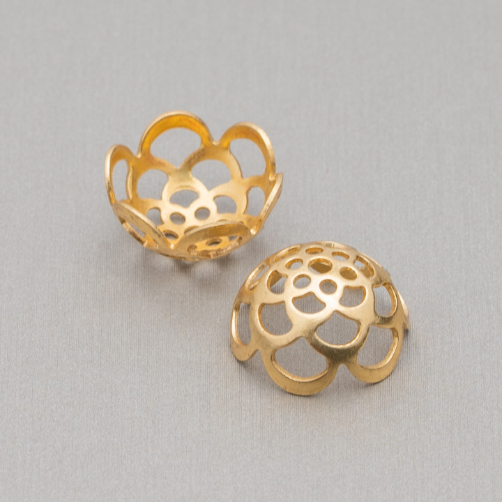 Coupelles Fleurs Perforées Bronze 16mm 70pcs