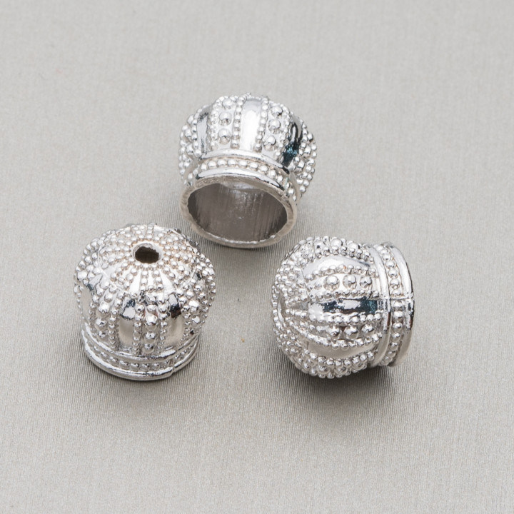 Brass Crown Cups 12mm 50pcs Rhodium Plated