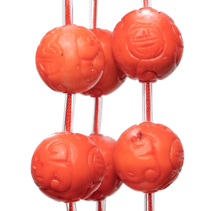 Engraved Round Bamboo Coral (UEW) 27mm