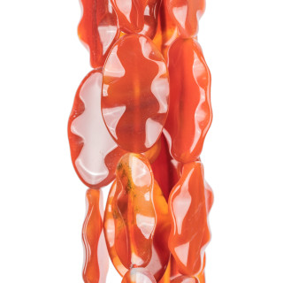 Assiette dentelée ovale en cornaline rouge 22x36 mm