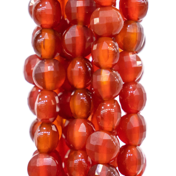 Cornaline Rouge Assiette Ronde Coin Facette Coupe Machine 6mm