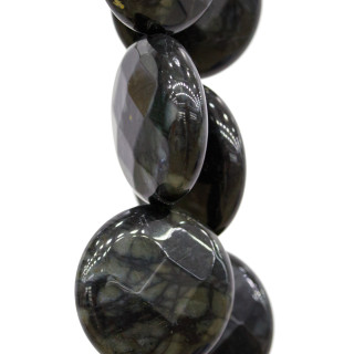 Black Leopard Oceanic Jasper Round Flat Faceted 25mm