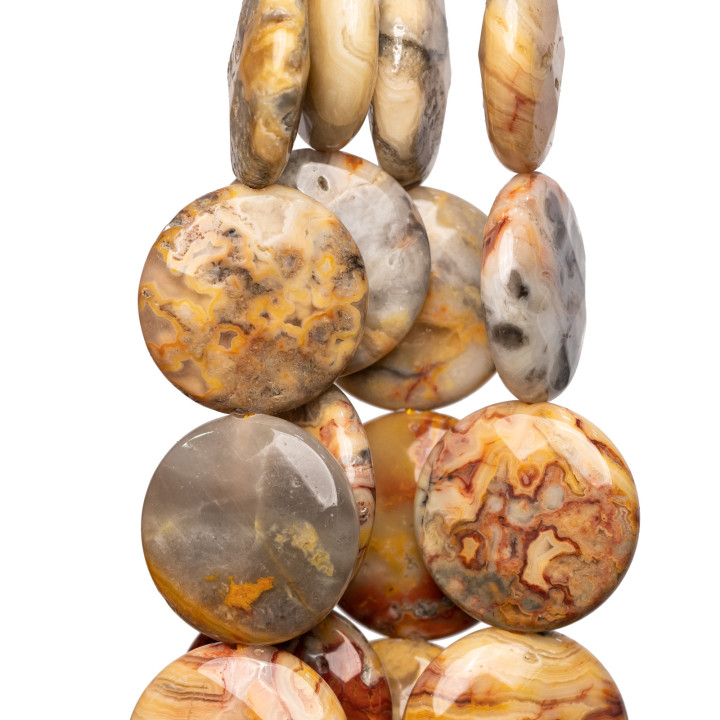 Jaspe Picasso Amarillo Plano Redondo Facetados 15mm