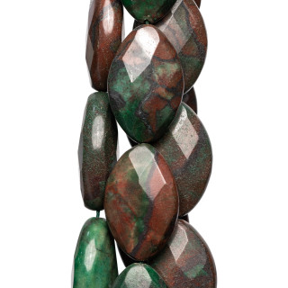 Jaspe Tourmaline Ovale Plat Facette 22x35mm Rougeâtre