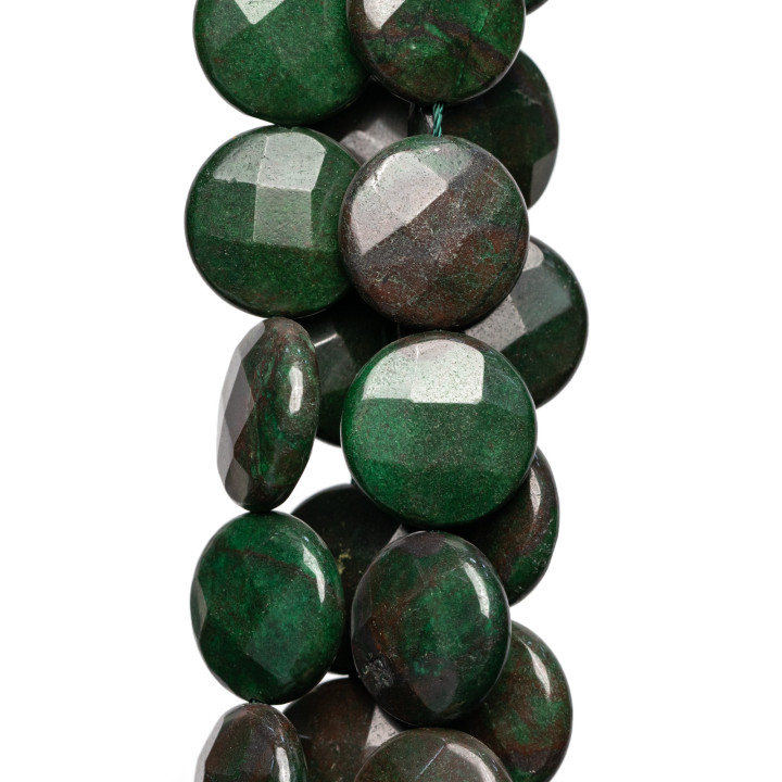 Diaspro Tormalinato Tondo Piatto Sfaccettato 15mm