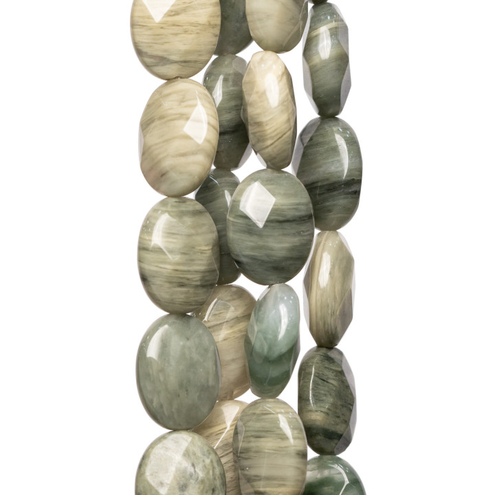 Jaspe Verde Plano Ovalado Facetado 10x14mm