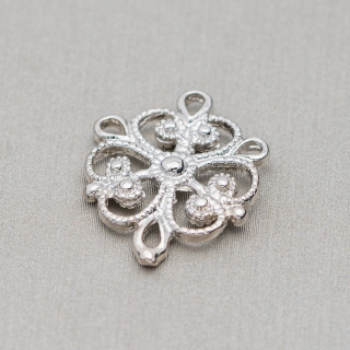 Distanziatore Connettore Di Ottone 15x18mm 80pz Rodiato