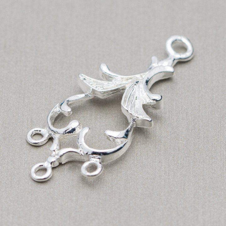 Conector espaciador Araña de latón 13x33mm 60pcs Plata