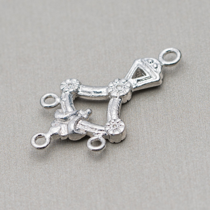 Conector espaciador Araña de latón 15x28 mm 70 piezas Rodio