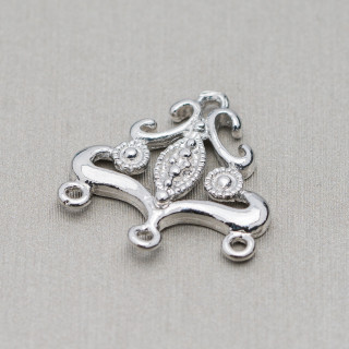 Entretoise Connecteur Laiton Lustre 21x21mm 50pcs Rhodium