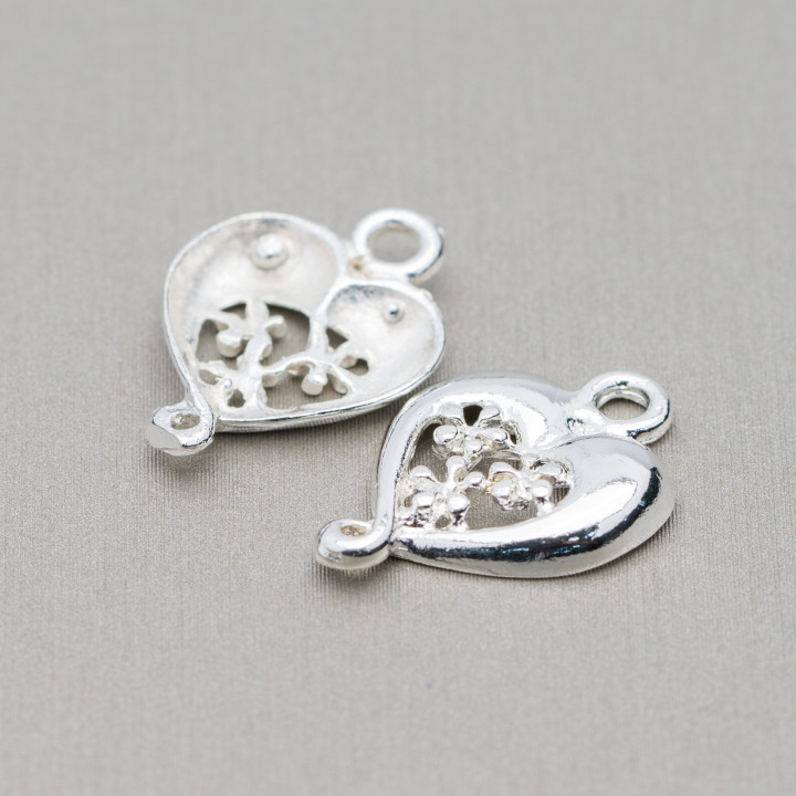 Espaciador Latón Conector Corazón 13x20mm 80pcs Plata