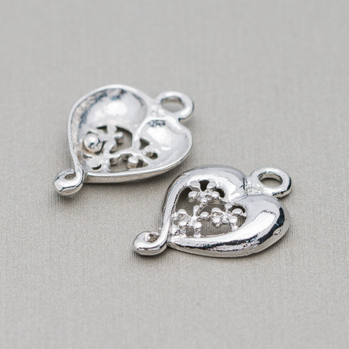 Conector Espaciador Latón Corazón 13x20mm 80pcs Rodio