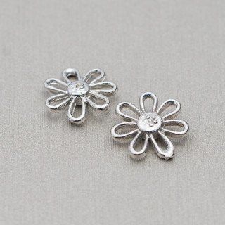 Conector Espaciador Latón Flor Margarita 12x12mm 110pcs Rodio