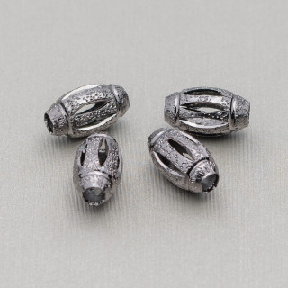 Scratched Oval Brass Spacer 07x12mm With 3mm Wide Hole 60gr 125pcs approx. Burnished