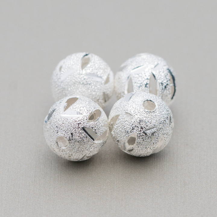 Distanziatore Palline Di Ottone Diamantato Forato  8mm 210pz 60gr Argentato