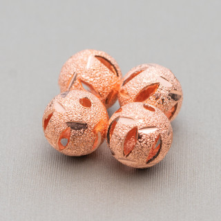 Bolas Espaciadoras Latón Diamantes Perforado 10mm 100pcs 60gr Oro Rosa