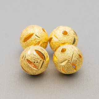 Drilled Diamond Brass Ball Spacer 12mm 70pcs 60g Golden