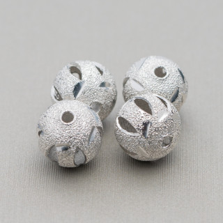 Drilled Diamond Brass Ball Spacer 12mm 70pcs 60gr Rhodium Plated