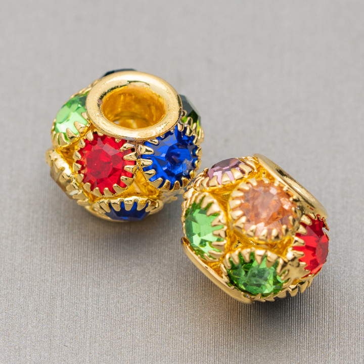 Spacer Brass Balls and Rhinestones 12mm Wide The 34 τμχ Πολύχρωμο Χρυσό