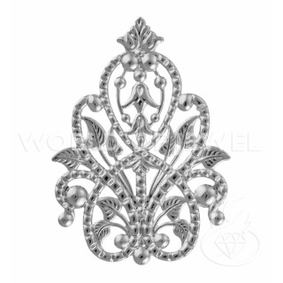 Filigrane Blume aus Messing 35x50mm 22Stk. Rhodium