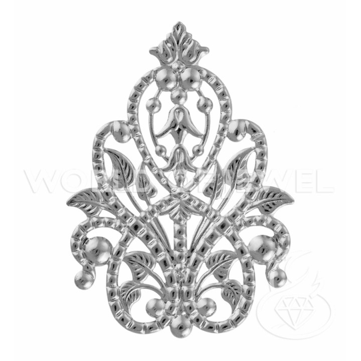 Filigrana Di Ottone Fiore 35x50mm 22pz Rodiato