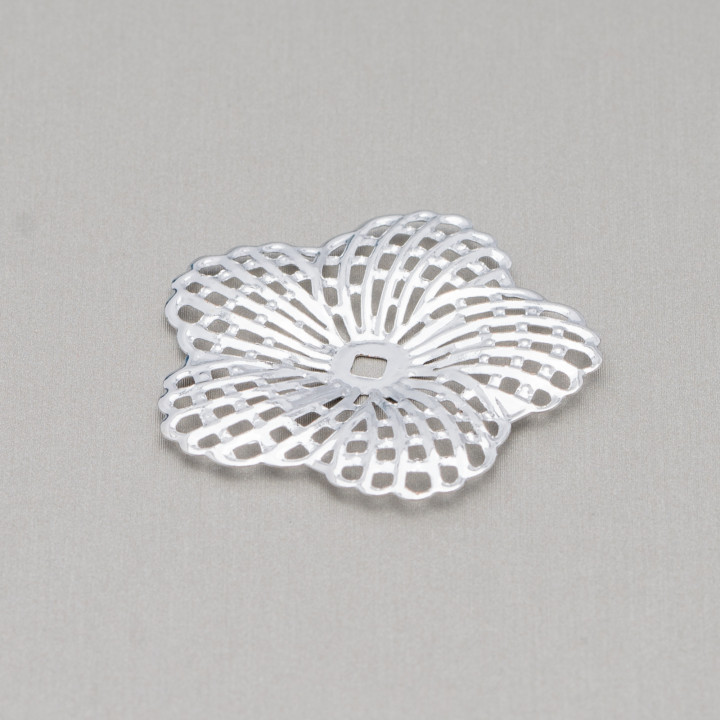 Filigrane Blume aus Messing 36mm 22St. Rhodium