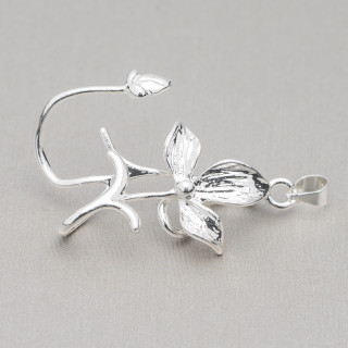 Ganchos Para Colgantes Flor Bronce 19x34mm 16pcs Plata