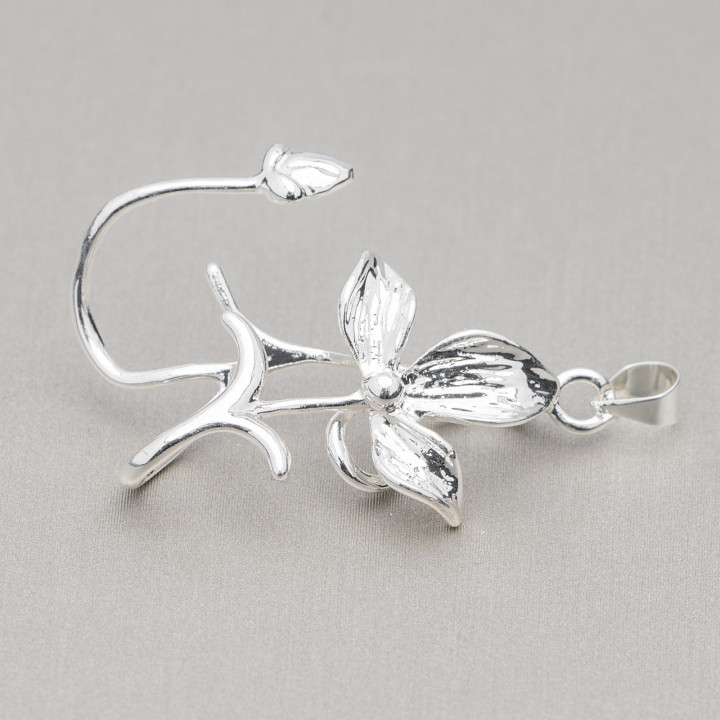 Haken für Anhänger Bronze Blume 19x34mm 16St Silber