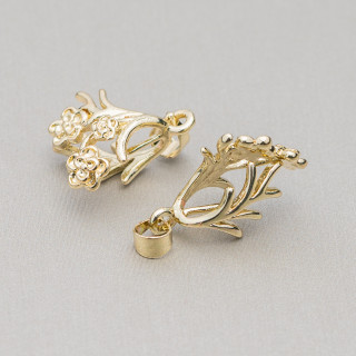 Bronze Pendant Hooks Flowers 32pcs Golden