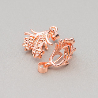 Bronze Pendant Hooks Flowers 32pcs Rose Gold