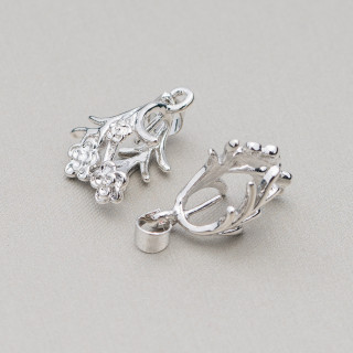 Hooks for Bronze Pendants Flowers 32pcs Rhodium Plated