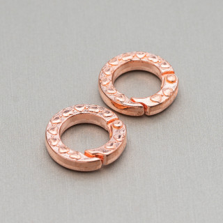 Chiusura Gancio di Ottone Battuto Tondo 20mm 16pz Oro Rosa