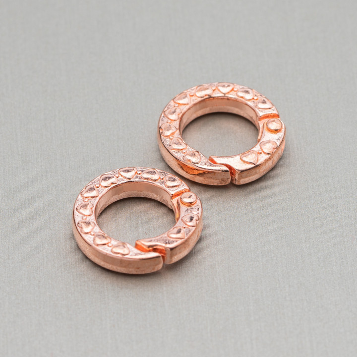 Chiusura Gancio di Ottone Battuto Tondo 20mm 16pz Oro Rosa