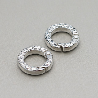 Round Wrought Brass Hook 20mm 16pcs Rhodium Plated