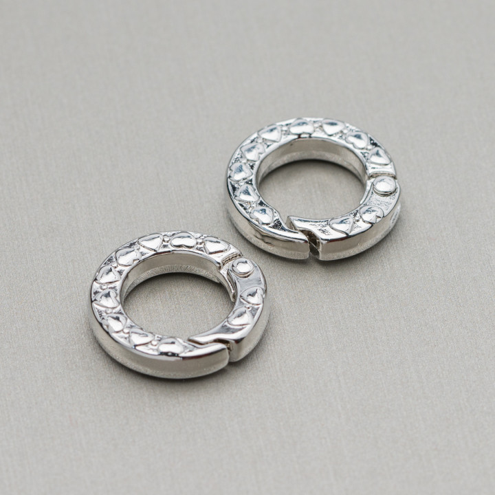 Runder geschmiedeter Messinghaken 20mm 16Stk. Rhodium