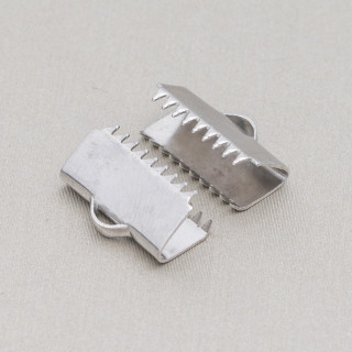 Stahlhaken und Bandstopper Endverschluss für Leder und Seil 15mm 100St