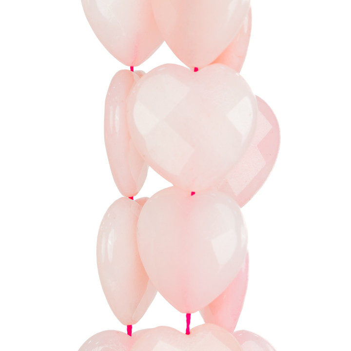 Jade Rose Clair Coeur Plat Facette 20mm