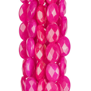 Jade Fucsia Ovalado Plano Facetado 10x14mm