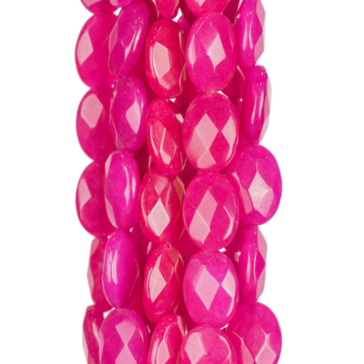 Fuchsia Jade Oval Flat Faceted 10x14mm