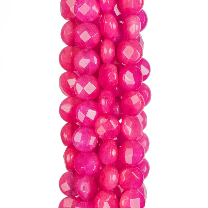 Jade Fuchsia Plat Facette 10mm