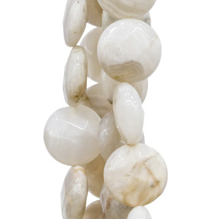 Weißer Labradorit, flach, rund, facettiert, 25 mm