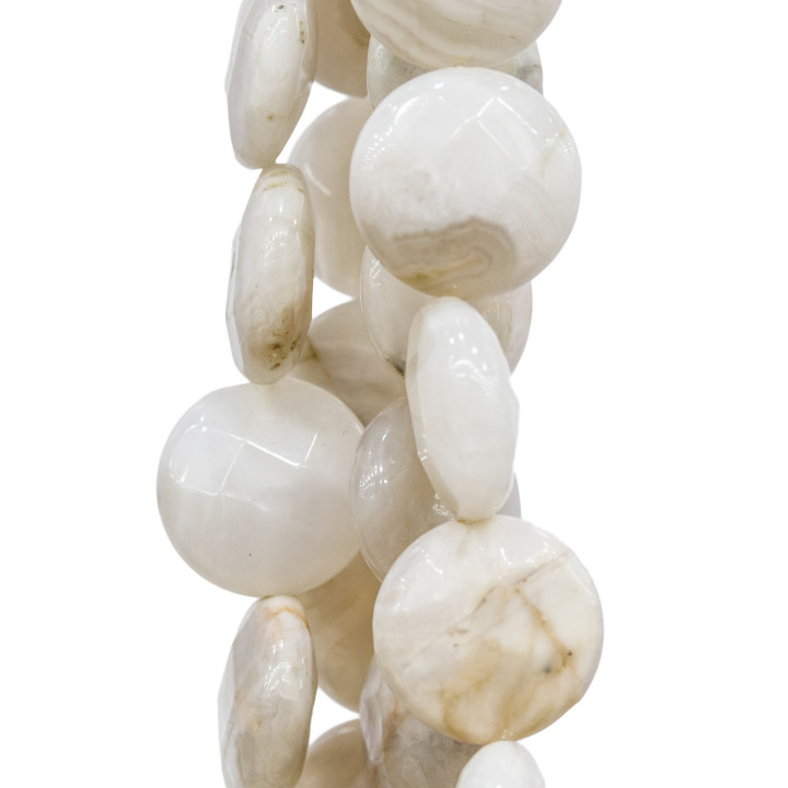 Labradorite Blanche Ronde Plate Facette 25mm