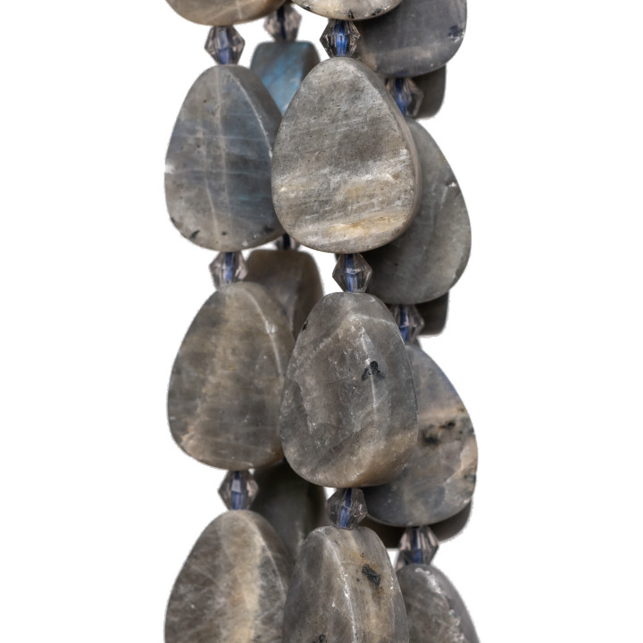 Labradorite Gris Satin Goutte Plate (Mat) 12-18mm