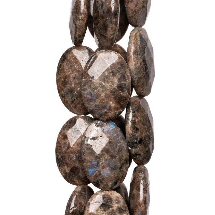 Brown Labradorite Oval Flat Faceted 20x30mm