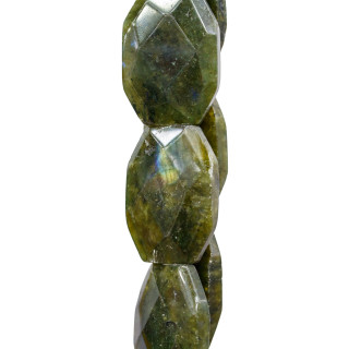 Rough Green Labradorite Irregular Flat Faceted 25x35mm