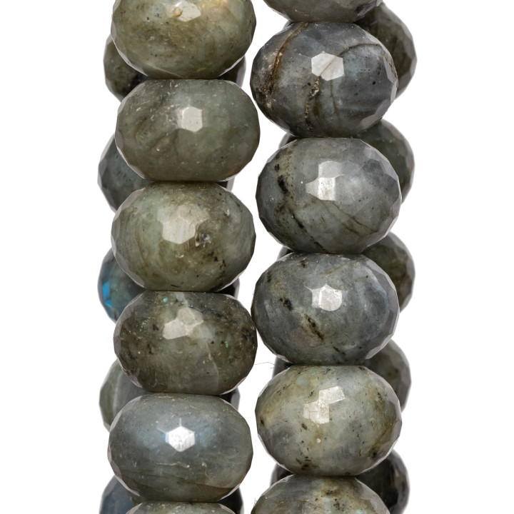 Rough Green Labradorite Faceted Rondelle 18x13mm